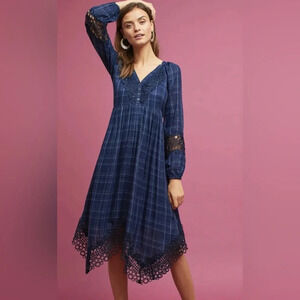 Anthropologie Akemi + Kin Blue Codie Kerchief Asymmetrical Hem Midi Dress Size 6